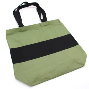 Tvåfärgad bomullspåse 38x42x12 cm grön och svart - produktbild 3