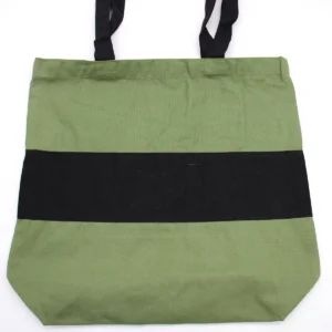 Tvåfärgad bomullspåse 38x42x12 cm grön och svart - produktbild 4