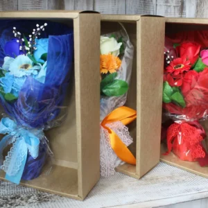 Tvålbukett med doftande blommor i orange nyanser - produktbild 2