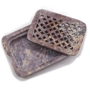 Tvålfat i tvålsten med avrinning 11x8 cm, klassisk fyrkantig - produktbild 3