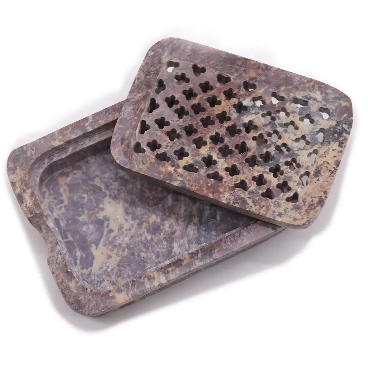 Tvålfat i tvålsten med avrinning 11x8 cm, klassisk fyrkantig - produktbild 3