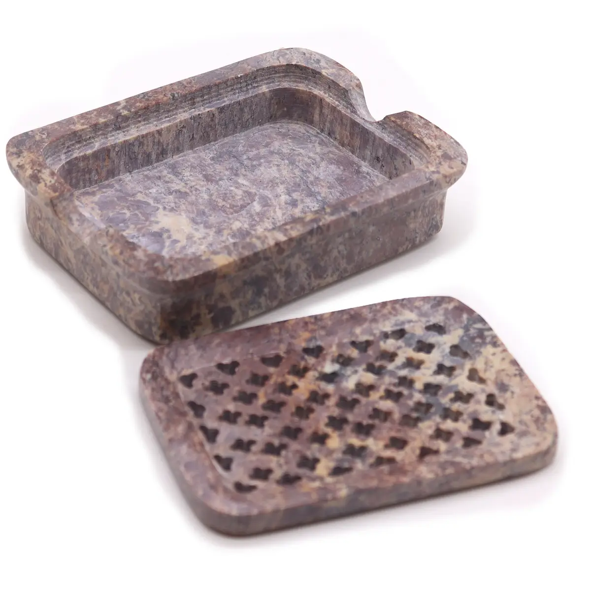 Tvålfat i tvålsten med avrinning 11x8 cm, klassisk fyrkantig - produktbild 4