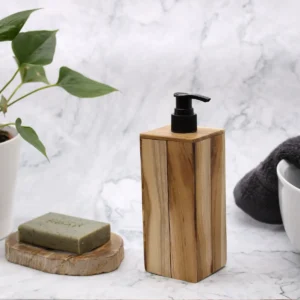 Tvålpump i naturligt teakträ, fyrkantig - produktbild 6
