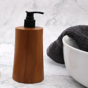 Tvålpump i naturligt teakträ med konisk form - produktbild 3