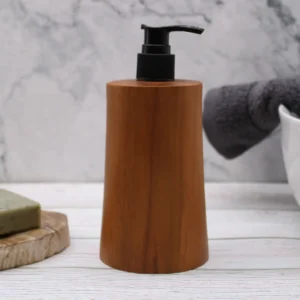 Tvålpump i naturligt teakträ med konisk form - produktbild 4