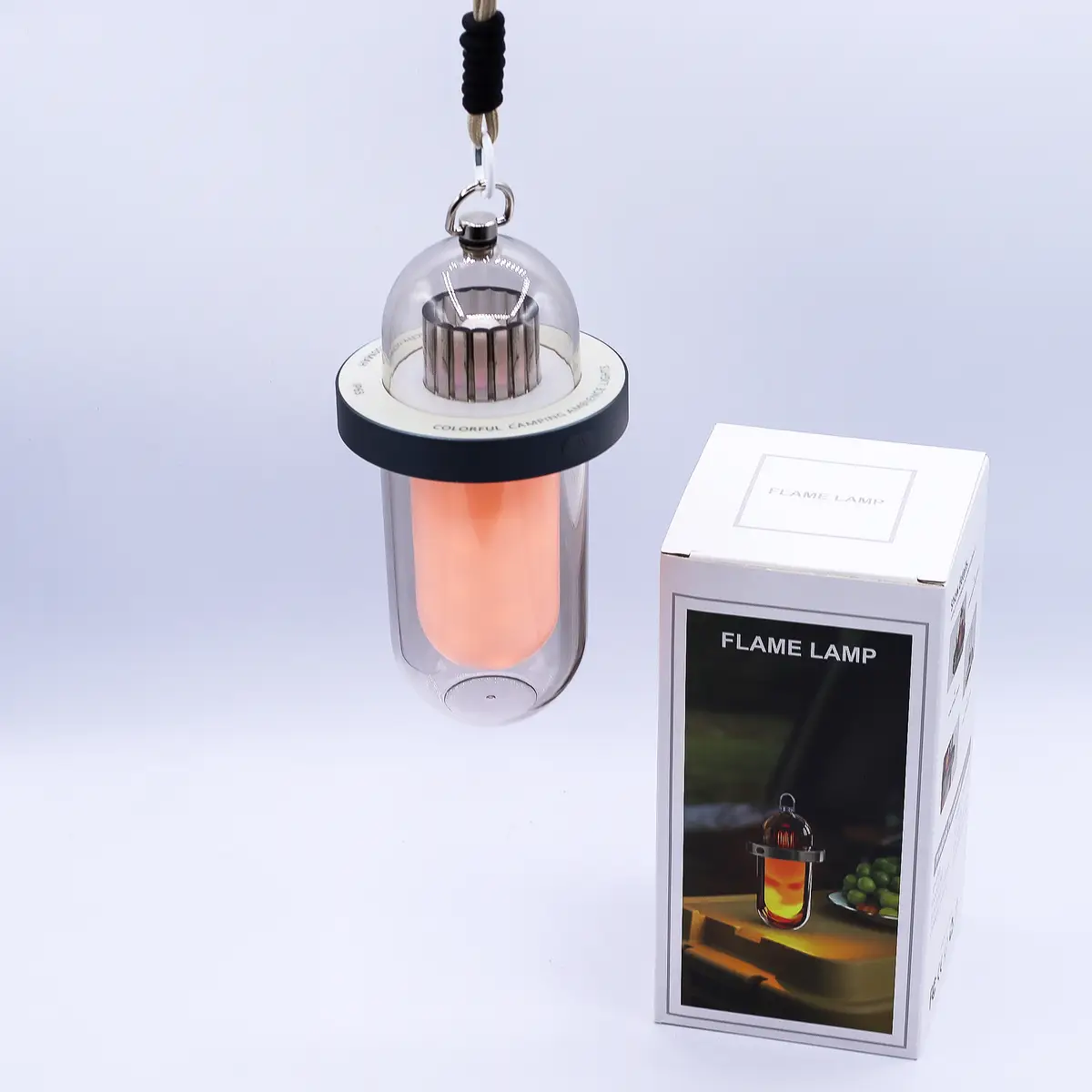 Utomhuslampa med flammeffekt och USB-C-laddning i vitt - produktbild 5