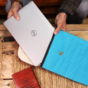 Vadderat laptopfodral för 13 tum i gul bomull - produktbild 8