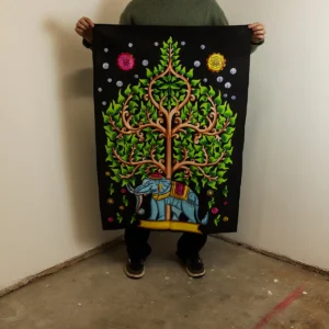 Väggbonad i bomull med elefant och livets träd 70x110 cm - produktbild 2