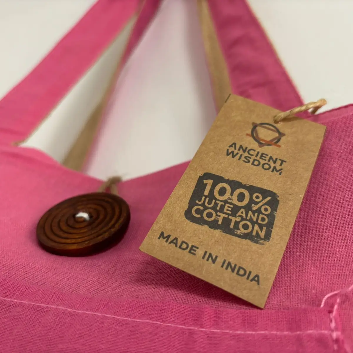 Vändbar stor väska i jute och bomull, rosa - produktbild 5