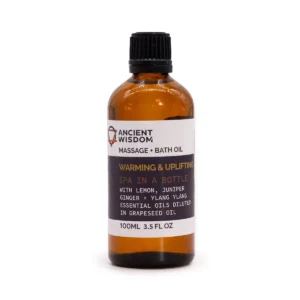 Flaska med värmande och upplyftande massageolja 100 ml från Ancient Wisdom