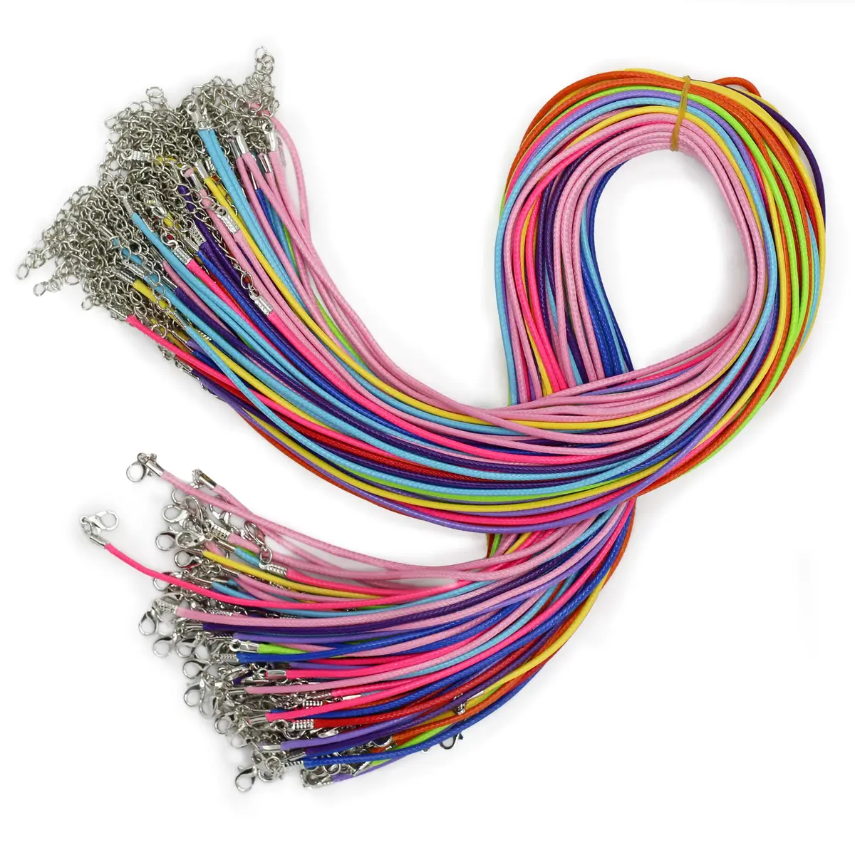 Vaxade halsbandsband i bomull 2 mm x 55 cm, blandade färger, 10-pack - produktbild 2
