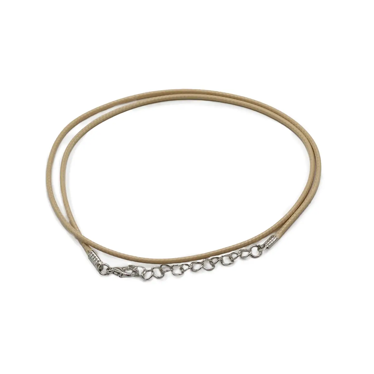 Beige vaxat bomullsband med metallås för halsband