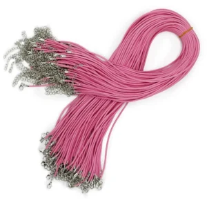 Vaxat bomullsband för halsband 2 mm x 55 cm rosa - produktbild 2