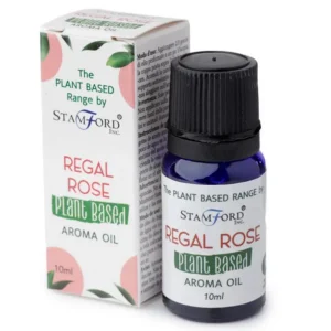 Flaska och förpackning med växtbaserad doftolja Regal Rose 10 ml från Stamford