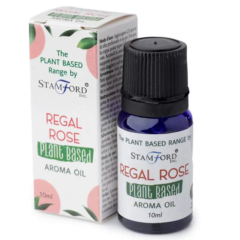 Flaska och förpackning med växtbaserad doftolja Regal Rose 10 ml från Stamford