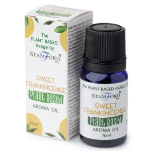 Flaska med växtbaserad doftolja Sweet Frankincense 10 ml och dess förpackning