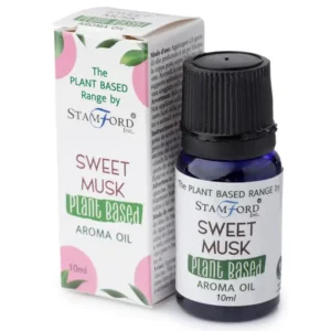 Flaska och förpackning med växtbaserad doftolja Sweet Musk 10 ml från Stamford Inc