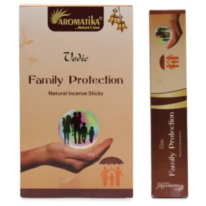 Förpackning med Vedic Masala rökelsepinnar Family Protection från Aromatika