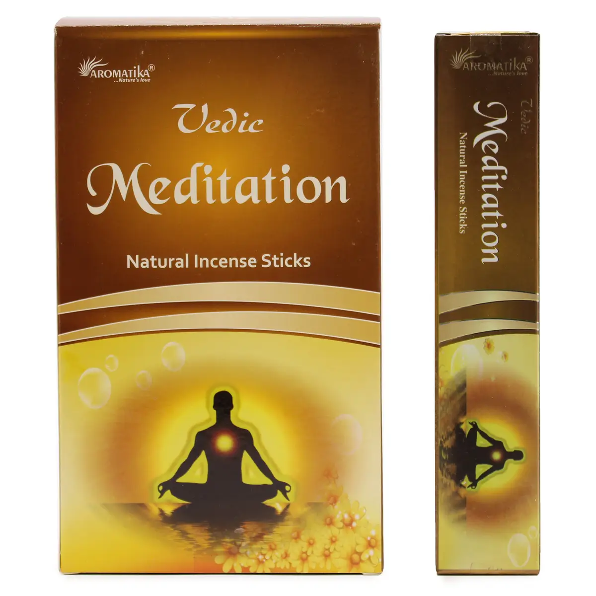Förpackning med Vedic Masala rökelsepinnar för meditation från Aromatika