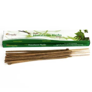 Förpackning och handrullade Vedic Masala rökelsepinnar med Himalayas örter