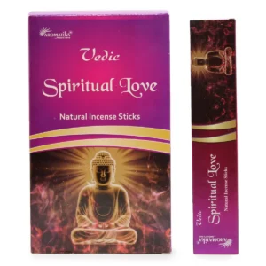 Förpackning med Vedic masala rökelsepinnar Spiritual Love från Aromatika