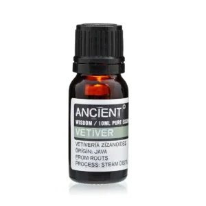 Flaska med vetiver eterisk olja 10 ml med etikett