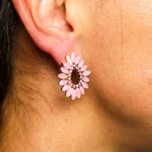Vintage glasörhängen i mjuk rosa ton - produktbild 7