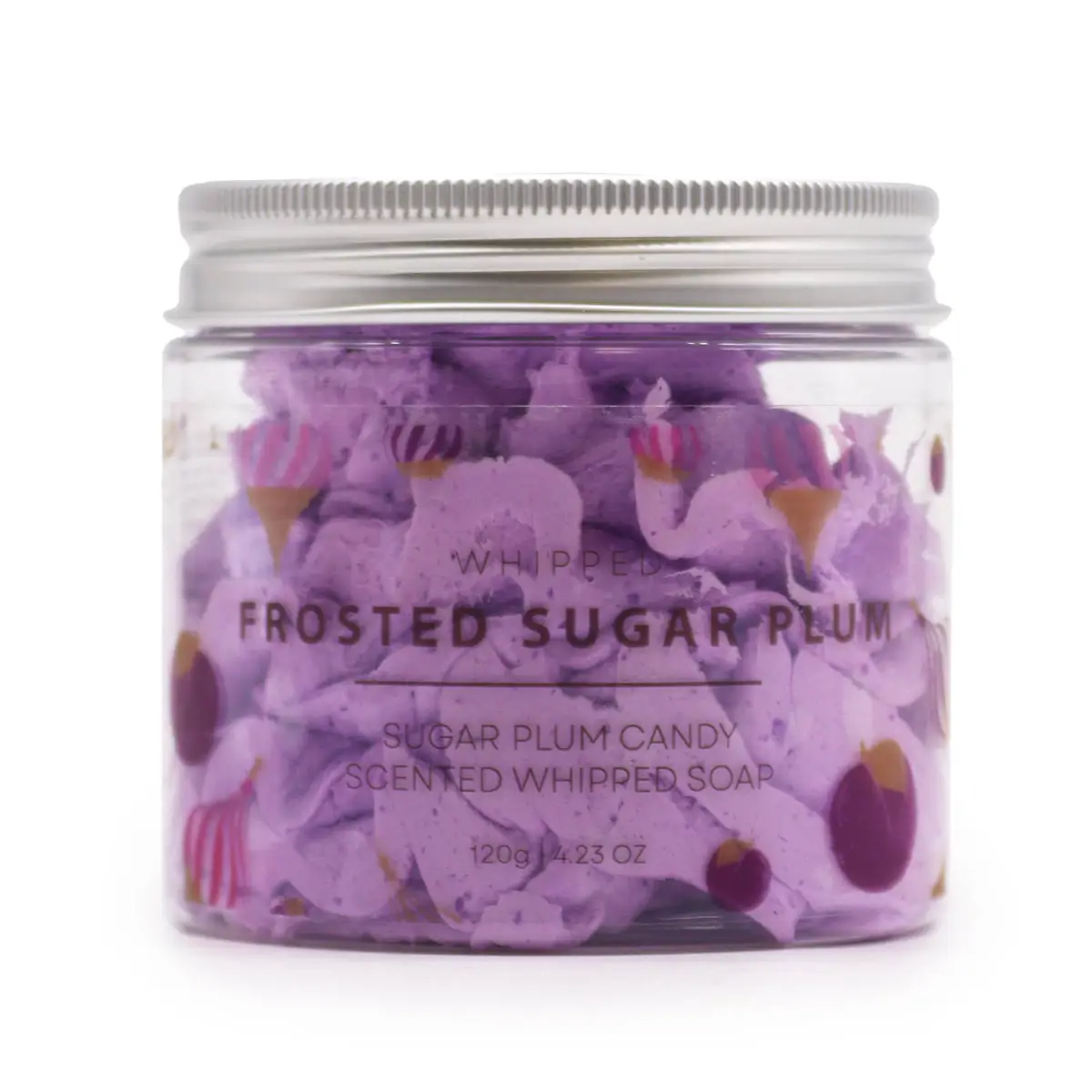 Burk med lila vispad tvål Frosted Sugar Plum