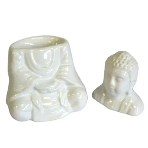 Vit klassisk Buddha-oljebrännarhållare - produktbild 2