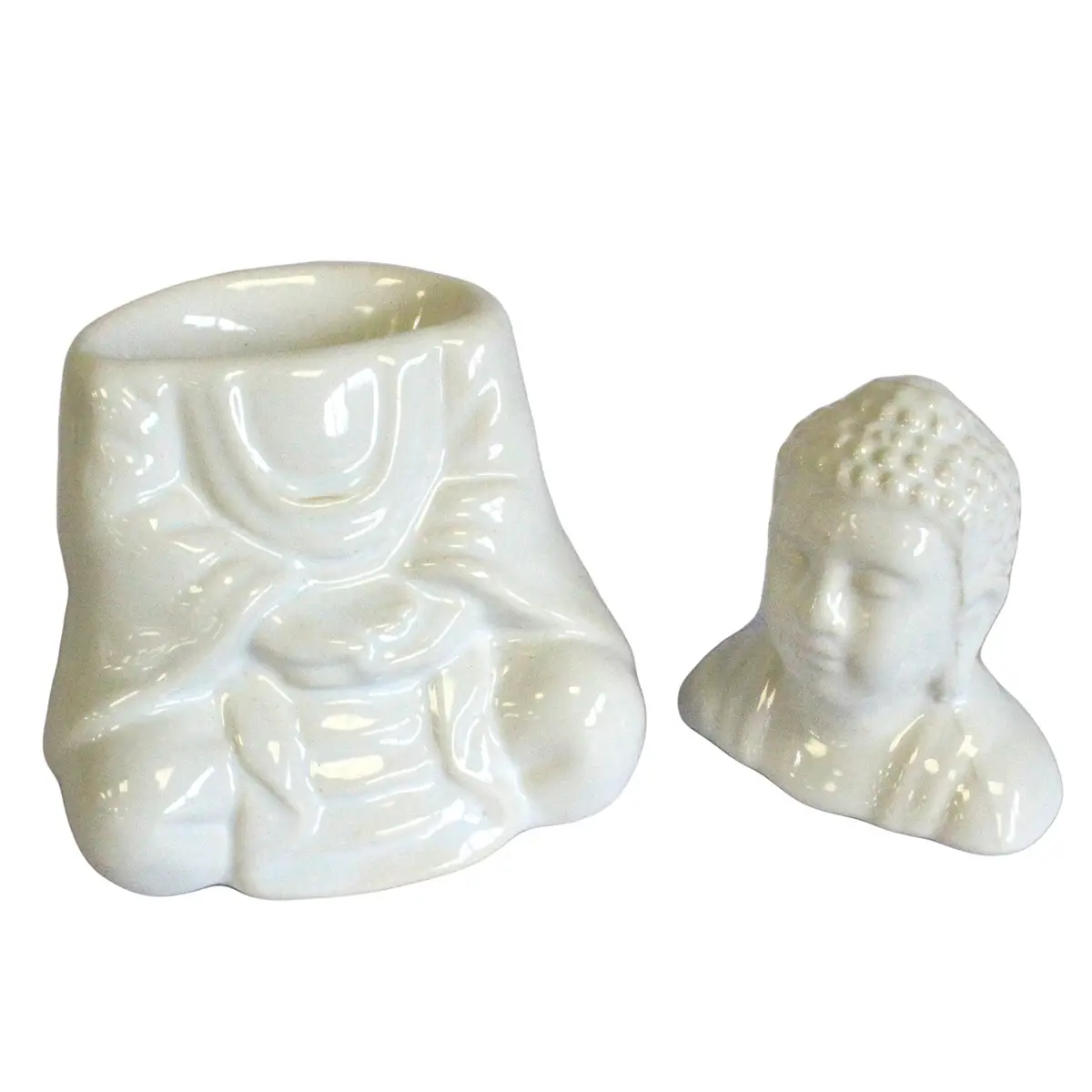 Vit klassisk Buddha-oljebrännarhållare - produktbild 2
