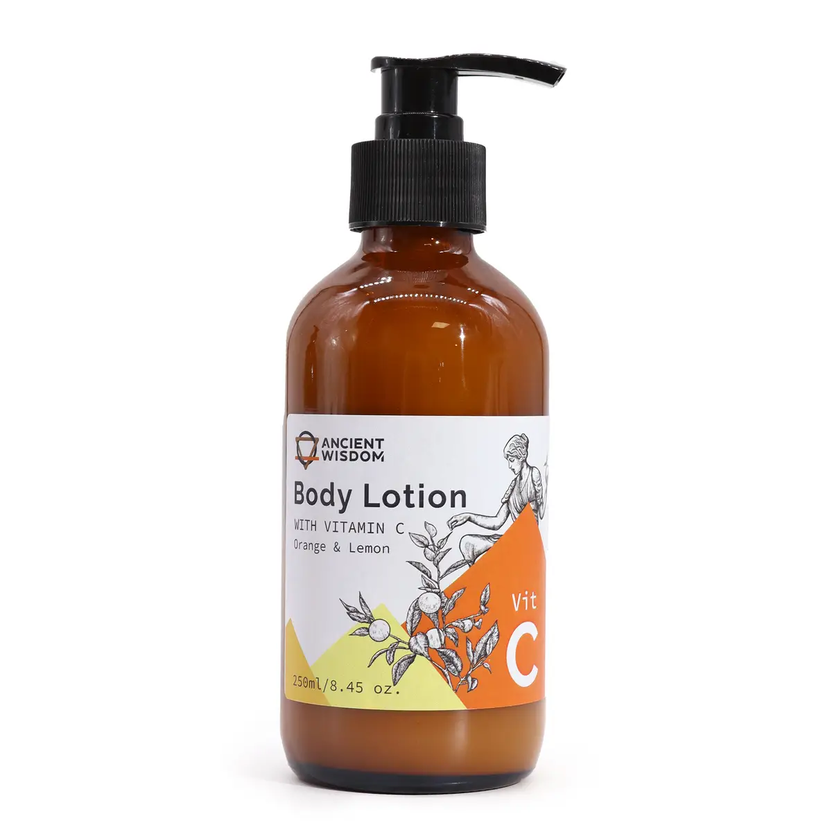 Pumpflaska med vitamin C kroppslotion med apelsin och citron