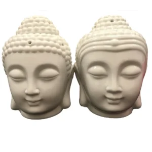 Vitt oljebrännare i keramik med Buddha-huvud - produktbild 2
