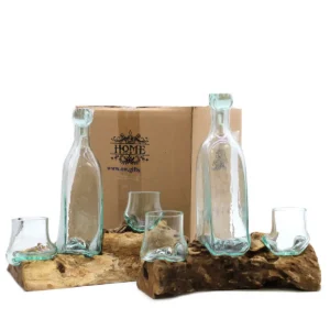 Whiskeset i handblåst glas och Balinesiskt trä - produktbild 3
