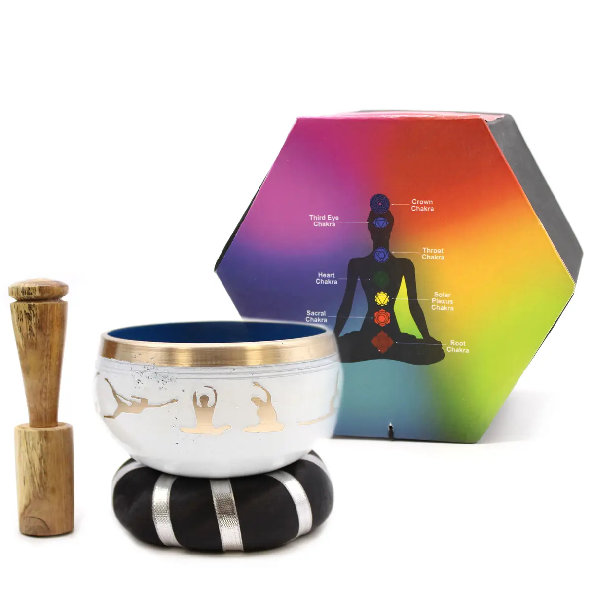 Yoga Moves tibetansk klangskålset vit/blå 10,7 cm - produktbild 9