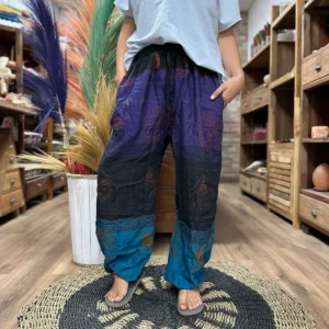 Yoga- och festivalbyxor med hög korsning och Himalaya-mönster i lila - produktbild 3