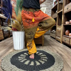 Yoga- och festivalbyxor med hög korsning och Himalaya-mönster i orange - produktbild 3