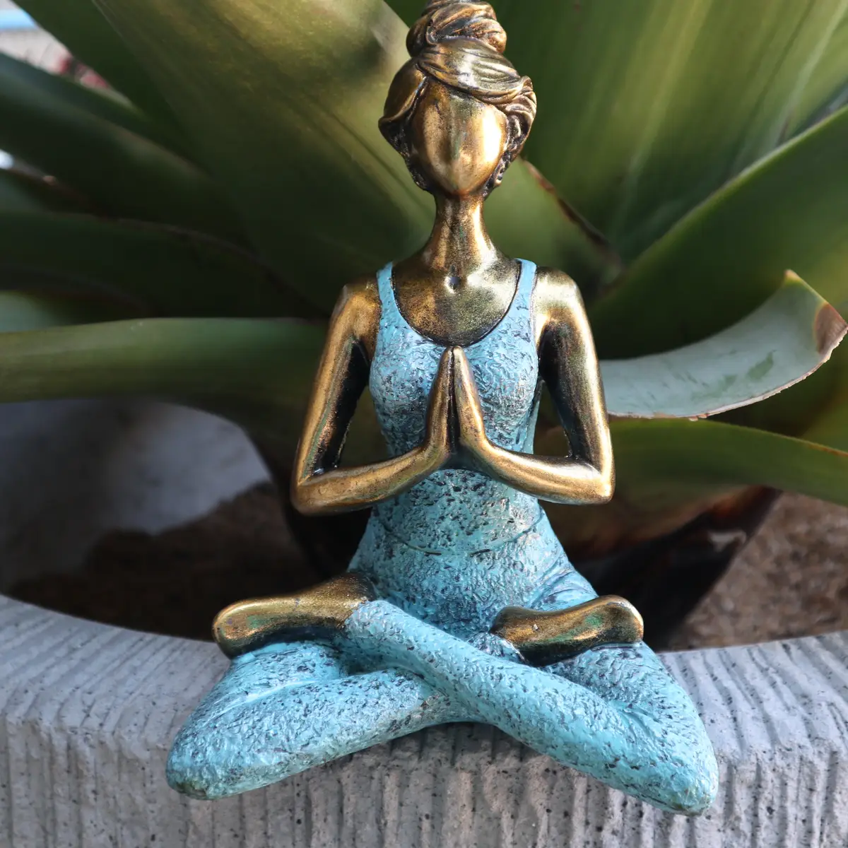 Yogafigur dam i brons och turkos 24 cm - produktbild 5