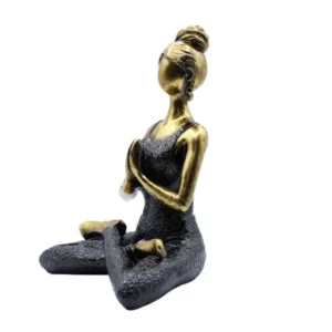 Yogafigur dam i resin, brons och svart, 24 cm - produktbild 2