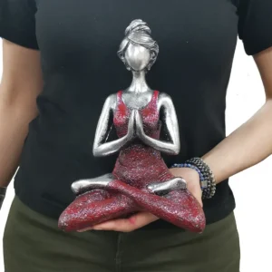 Yogafigur dam i silver och bordeaux 24 cm - produktbild 2