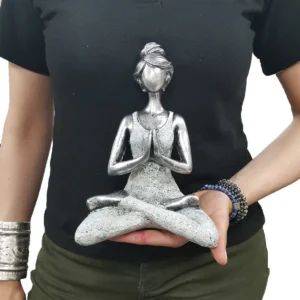 Yogafigur dam i silver och vitt, 24 cm - produktbild 2