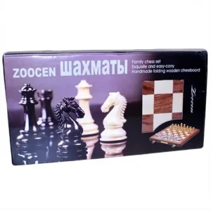 Zoocen schackspel med metallpjäser och hopfällbar träbräda i trä