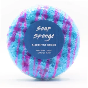 Färgglad Butter Bubble tvättsvamp med tvål Amethyst Creed i blått och lila