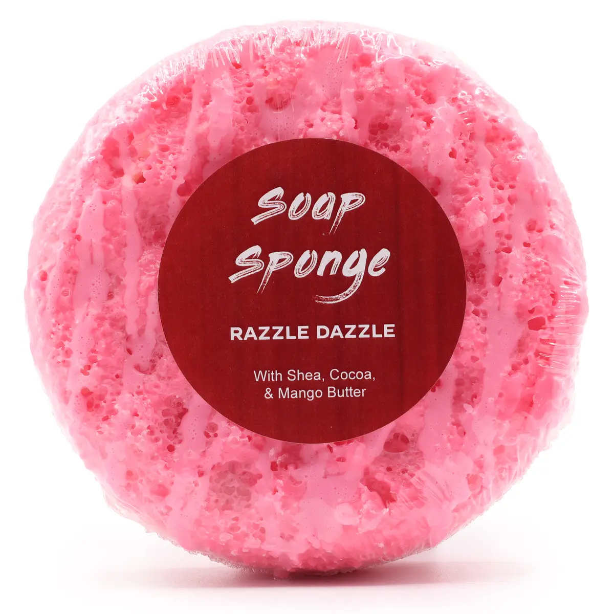 Rosa Butter Bubble tvättsvamp Razzle Dazzle med röd etikett