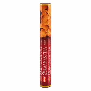 Förpackning med HEM Hexagonal rökelsepinnar Kamasutra med röd och orange design