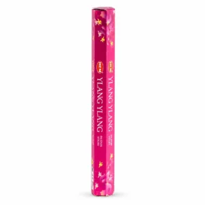 Förpackning med HEM Hexagonal rökelsepinnar Ylang Ylang i rosa färg med blommönster