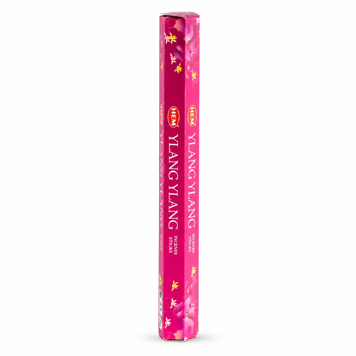 Förpackning med HEM Hexagonal rökelsepinnar Ylang Ylang i rosa färg med blommönster