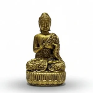 Miniatyrstaty i mässing föreställande Buddha i sittande position