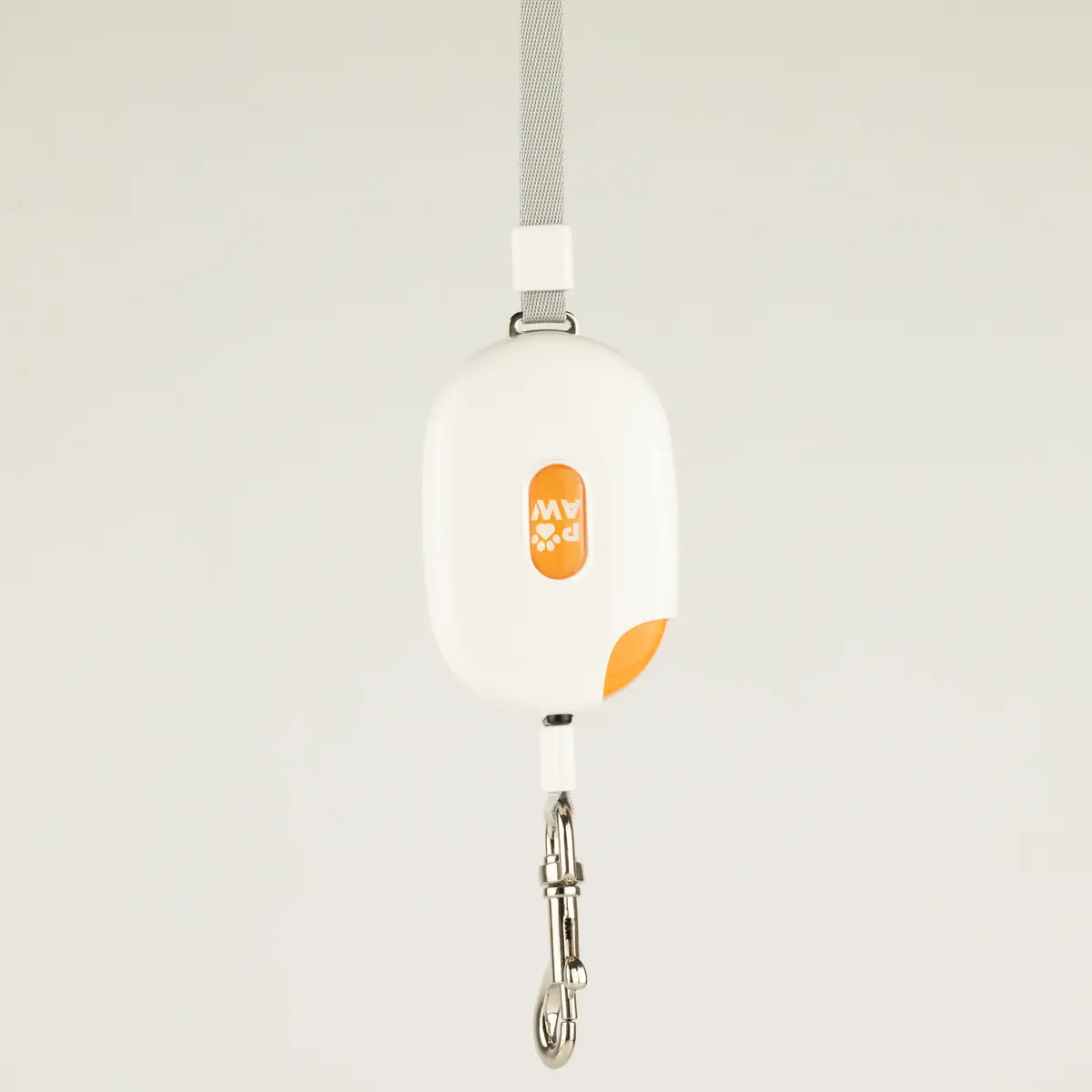 Vitt flexikoppel Paw Pocket Pod med orange detalj och metallhake