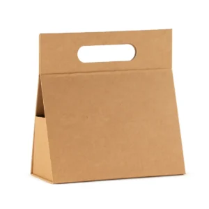 Brun platt presentask med handtag i kraftpapper