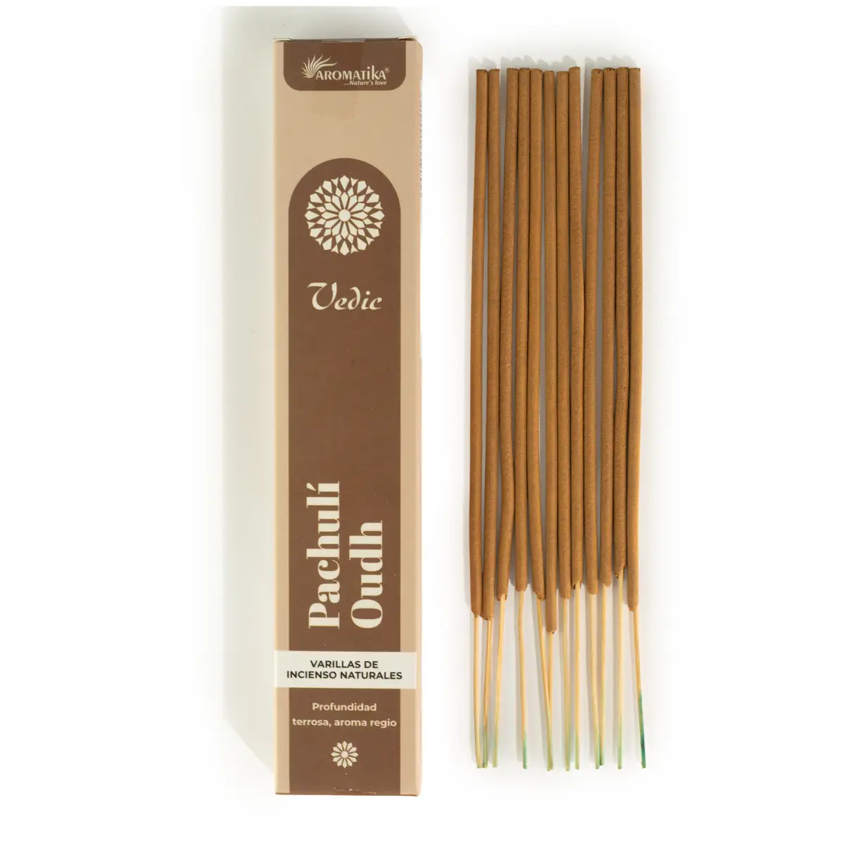 Förpackning och rökelsepinnar Vedic Masala Patchouli Oudh